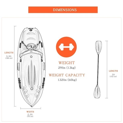 최고 낚시 카누 카야크에 앉아 60kg/132lbs 부하 용량과 첨단 기술을