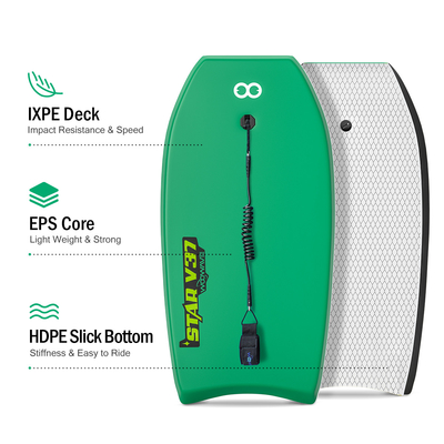 보드 무게 1.17파운드 Woowave 33 인치 사용자 정의 디자인 HDPE 쇼트보드 라이더용 보디보드
